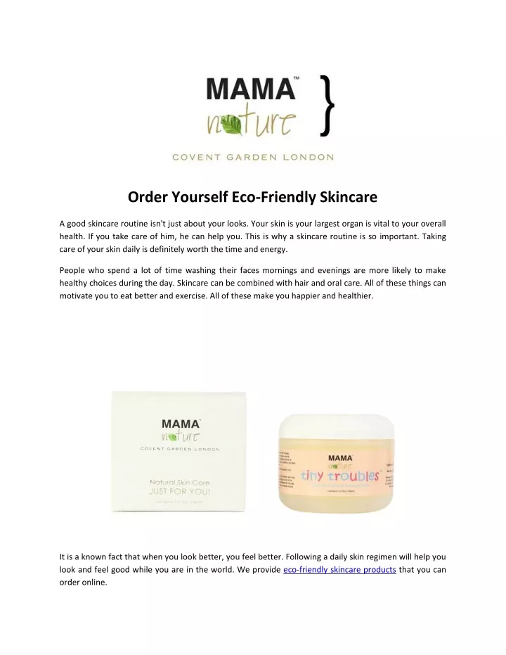order yourself eco friendly skincare