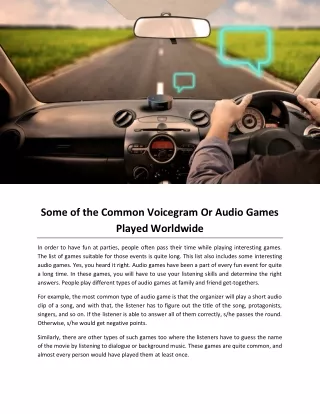 some of the common voicegram or audio games