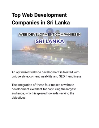 Top Web Development Companies in Sri Lanka
