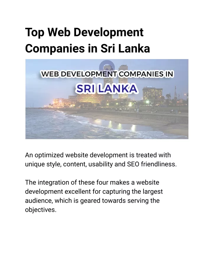 PPT Top Web Development Companies In Sri Lanka PowerPoint 