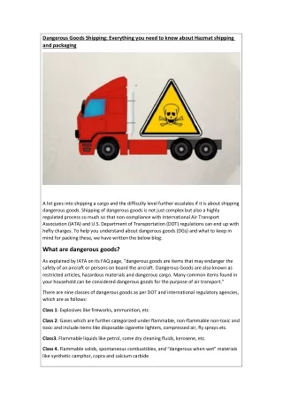 Dangerous Goods Shipping- Everything you need to know about Hazmat shipping and packaging