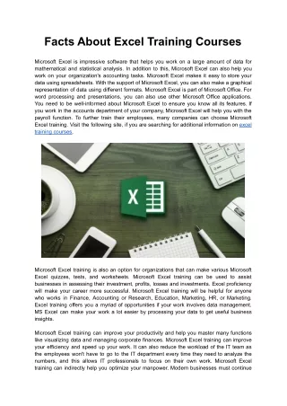 facts about excel training courses