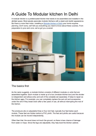 a guide to modular kitchen in delhi