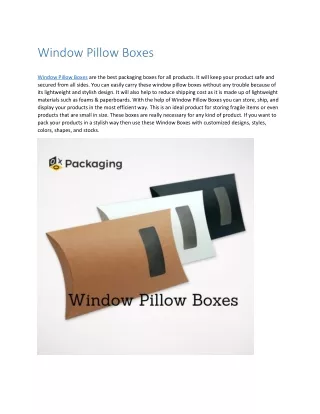 Window Pillow Boxes