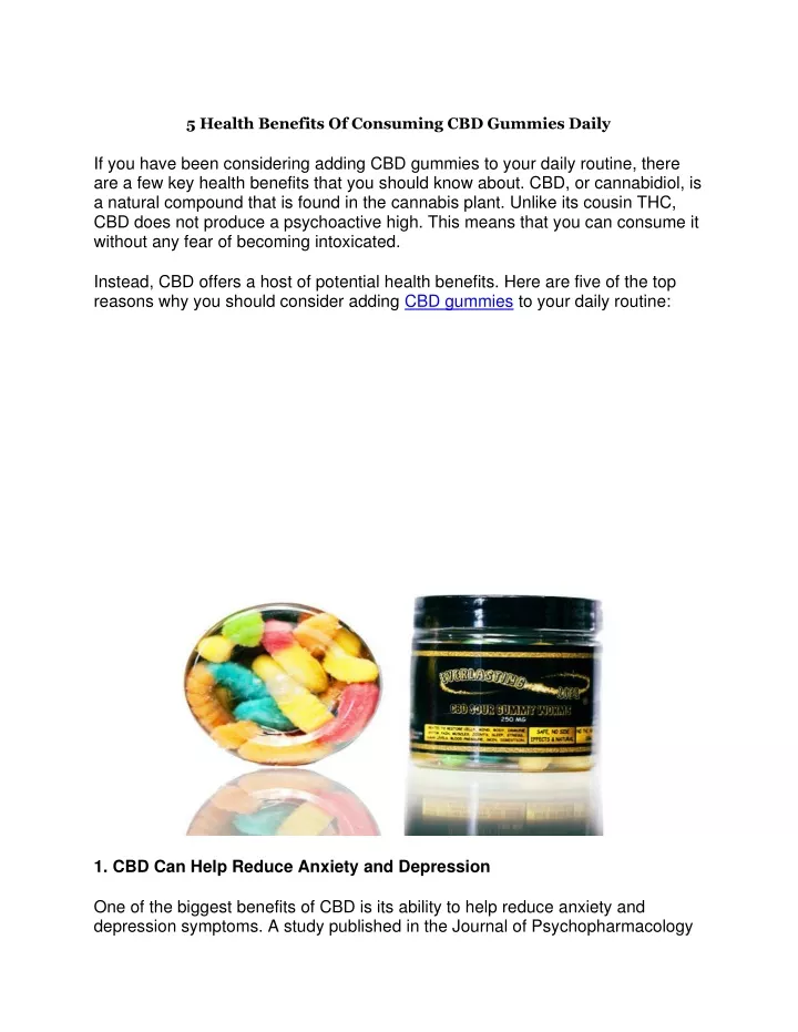 5 health benefits of consuming cbd gummies daily