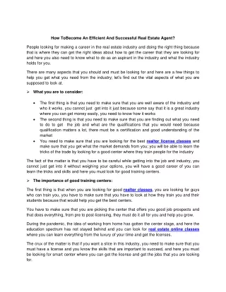 how tobecome an efficient and successful real