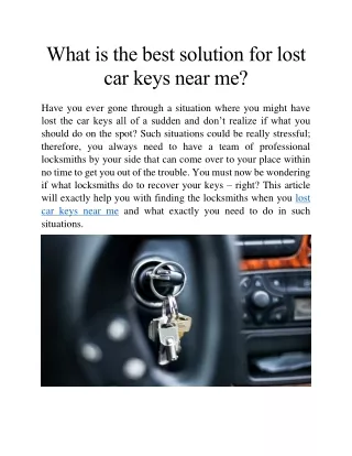 Lost Car Key Near me
