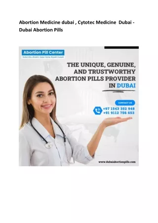 Abortion Medicine dubai , Cytotec Medicine  Dubai - Dubai Abortion Pills