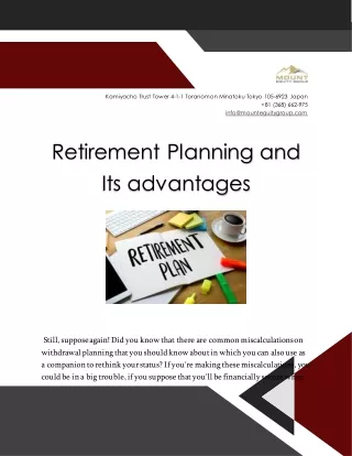 Retirement Planning and Its advantages