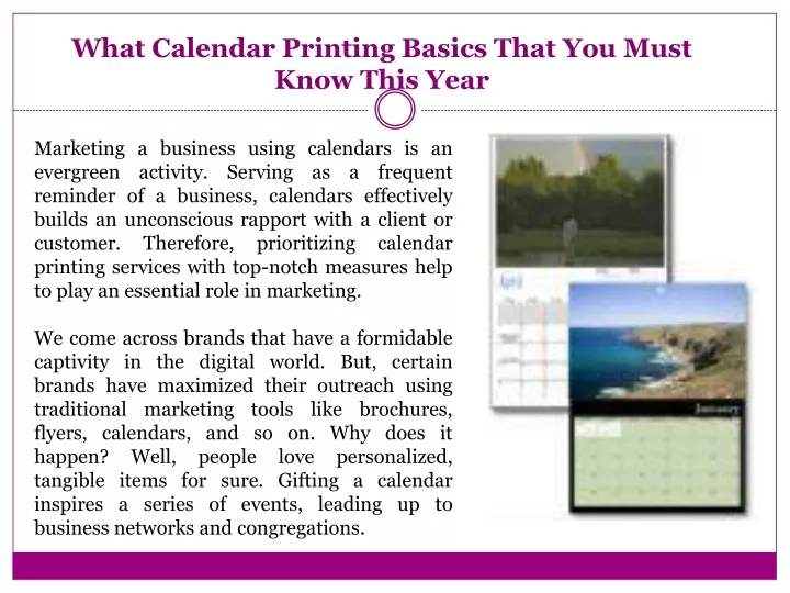 what calendar printing basics that you must know this year