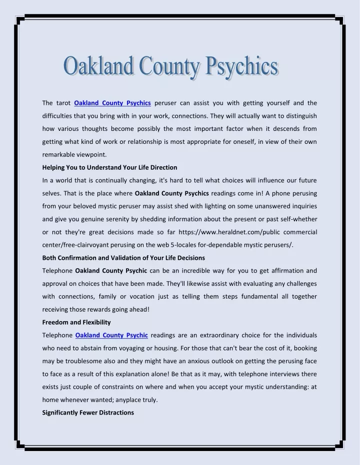 the tarot oakland county psychics peruser