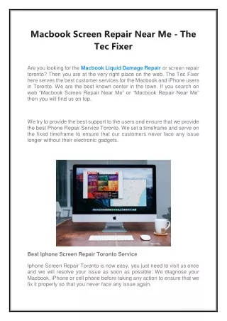 Macbook Screen Repair Near Me - The Tec Fixer