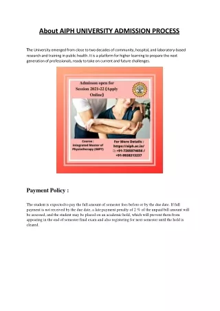 About AIPH UNIVERSITY ADMISSION PROCESS