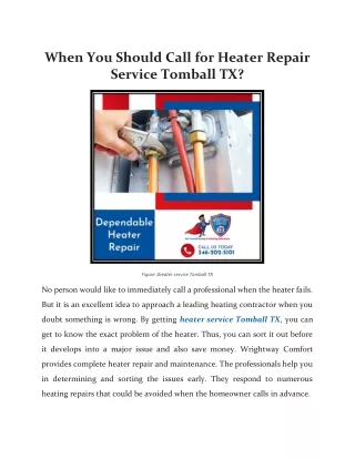 When You Should Call For Heater Repair Service Tomball TX?