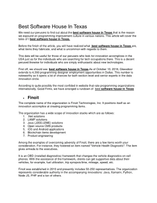 BEST SOFTWARE HOUSE IN TEXAS
