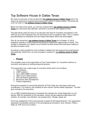 TOP SOFTWARE HOUSE IN DALLAS TEXAS