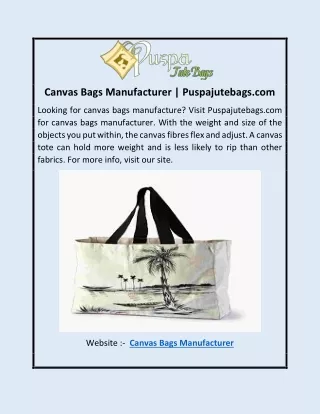 Canvas Bags Manufacturer | Puspajutebags.com