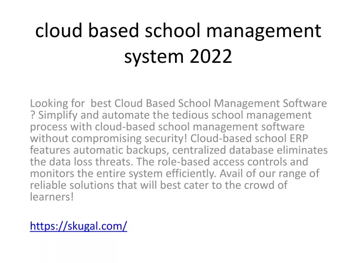 cloud based school management system 2022