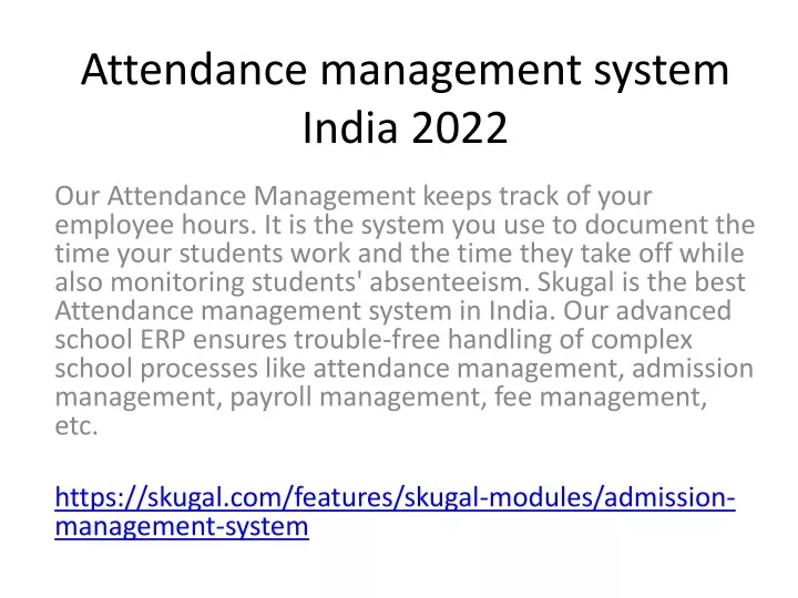 attendance management system india 2022