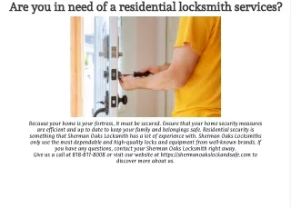 Are you in need of a residential locksmith services?