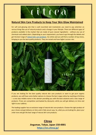 Natural Skin Care Products to Keep Your Skin Glow Maintained