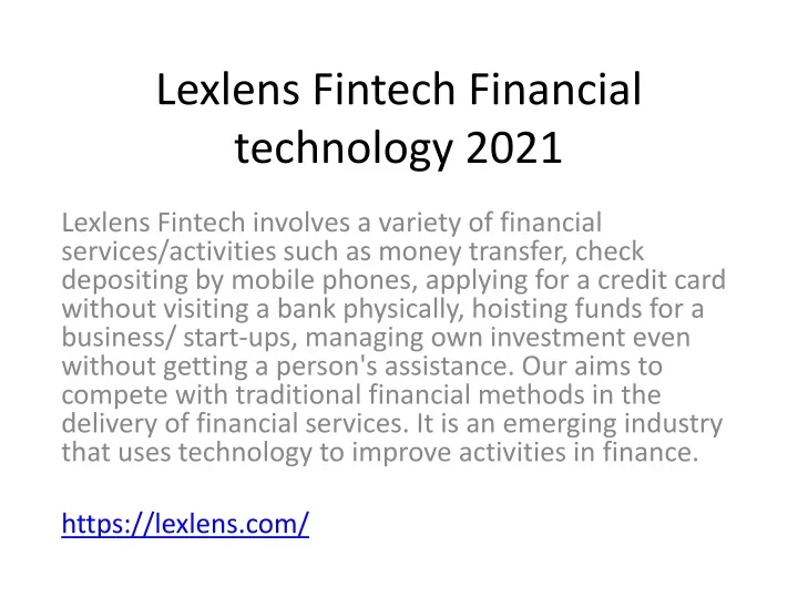 lexlens fintech financial technology 2021