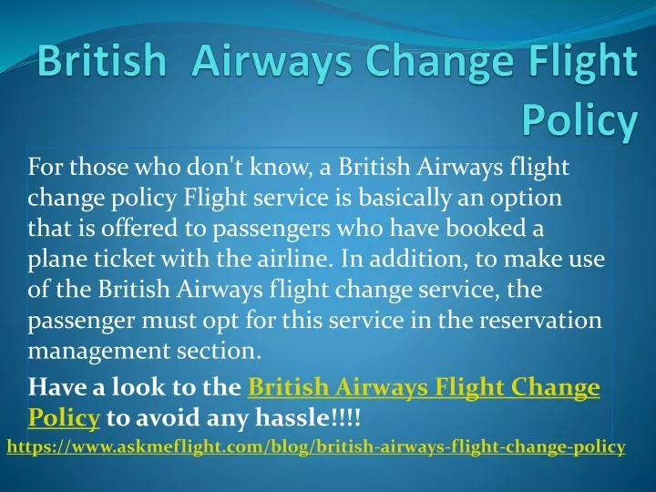 for those who don t know a british airways flight
