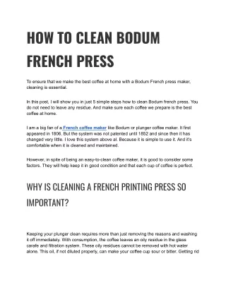 how to clean Bodum french press
