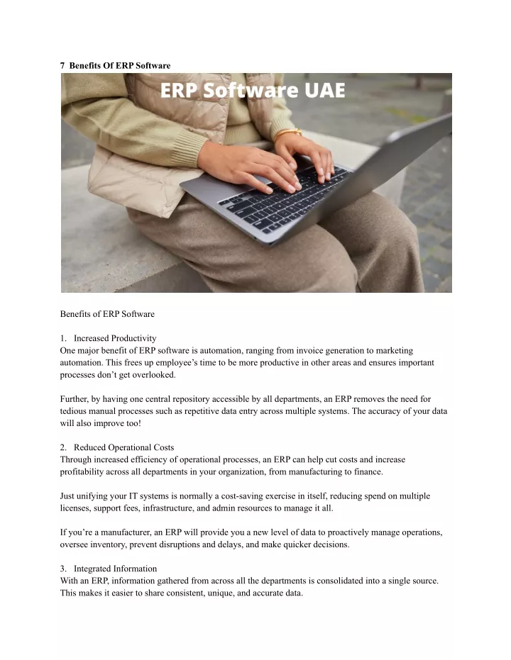 7 benefits of erp software