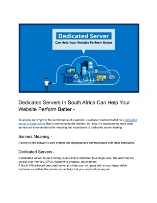 dedicated servers in south africa can help your