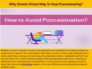 Why Choose Virtual Map To Stop Procrastinating?