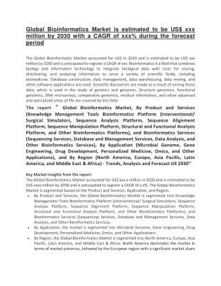 global bioinformatics market is estimated