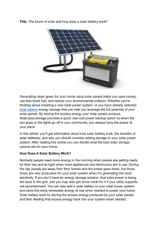 title the future of solar and how does a solar