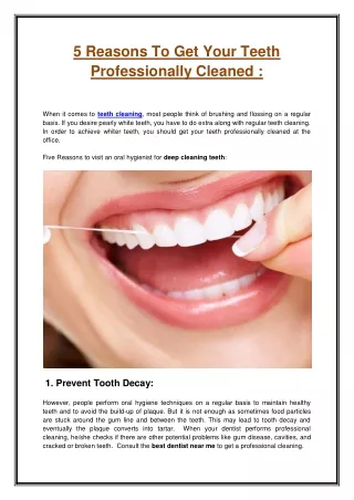 5 reasons to get your teeth professionally cleaned