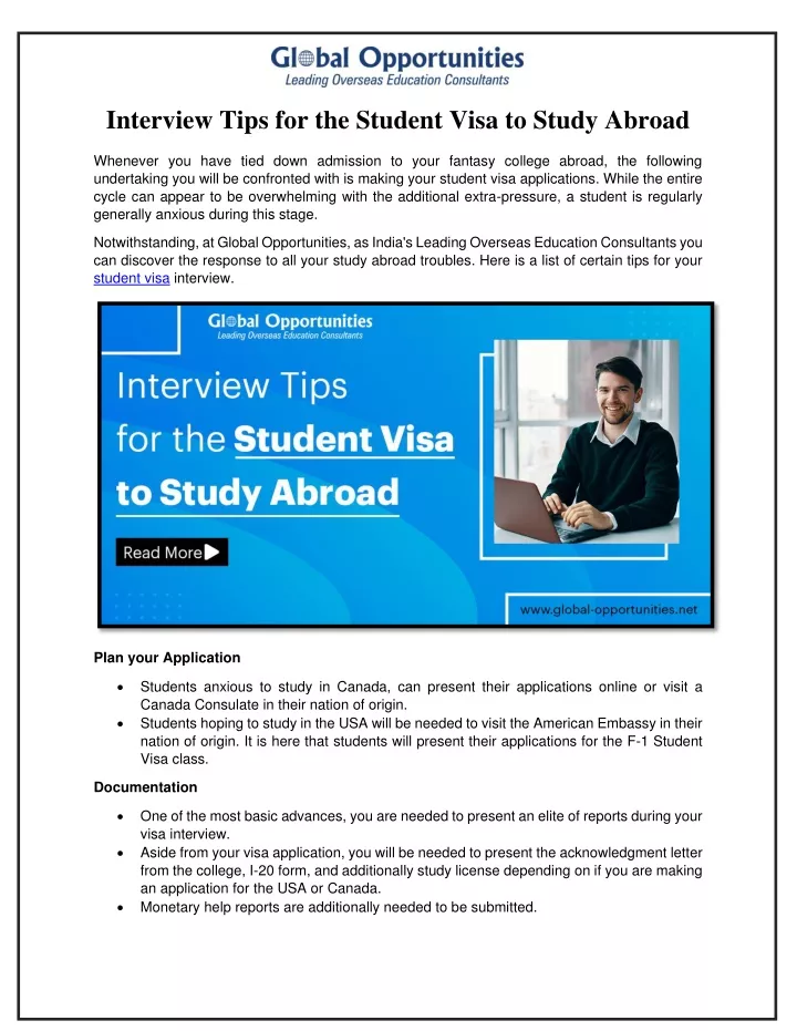 interview tips for the student visa to study