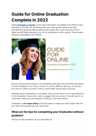 Online Graduation Complete Courses Details ~ Step By Step Guide 2022