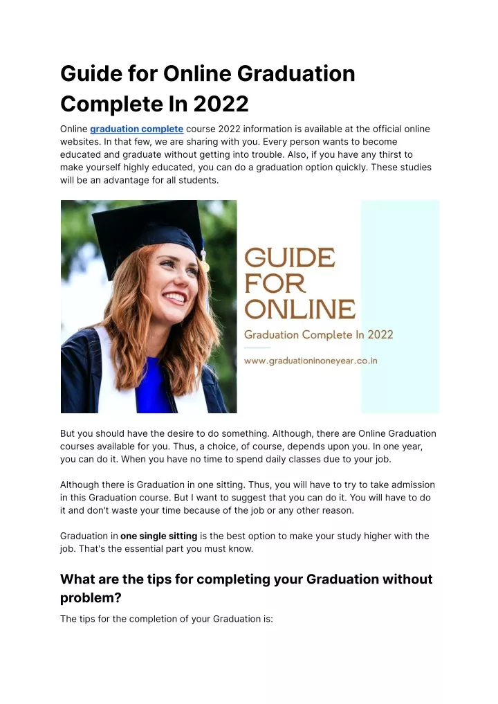 guide for online graduation complete in 2022