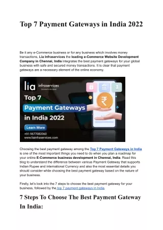 Top 7 Payment Gateways in India 2022
