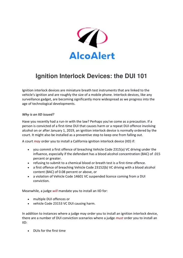 ignition interlock devices the dui 101
