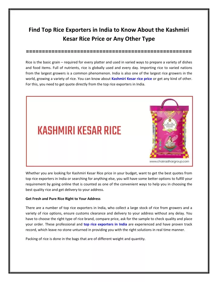 find top rice exporters in india to know about