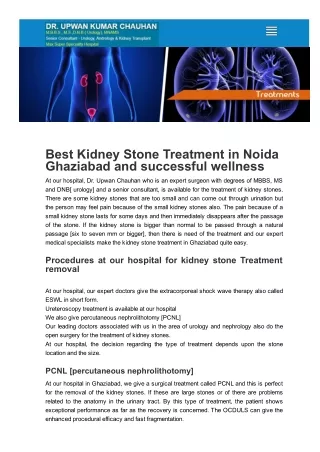 kidney stone treatment in ghaziabad | Dr Upwan Chauhan