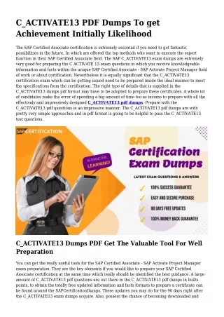 c activate13 pdf dumps to get achievement