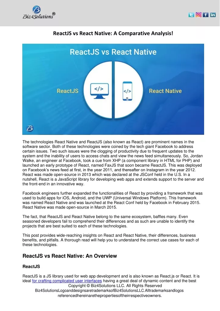 reactjs vs react native a comparative analysis