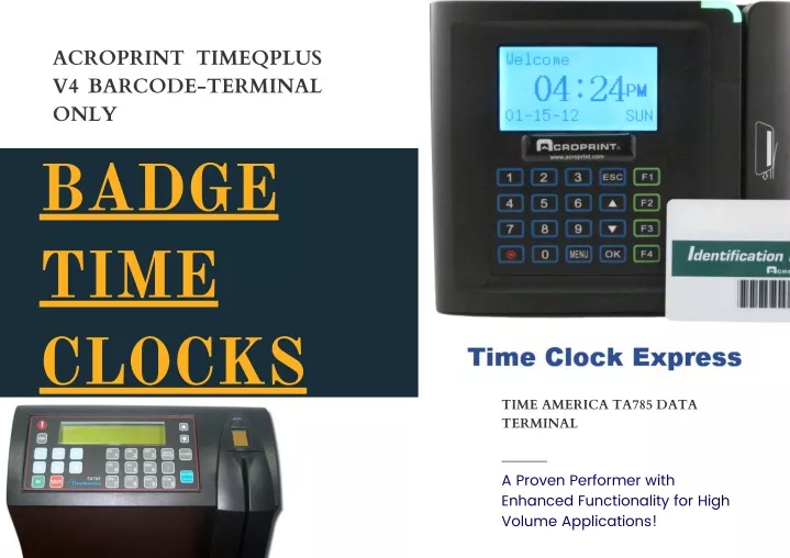 acroprint timeqplus v4 barcode terminal only