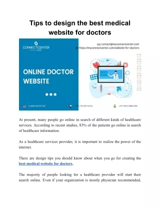 Tips to plan the best clinical website for doctors