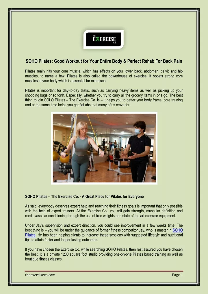 soho pilates good workout for your entire body