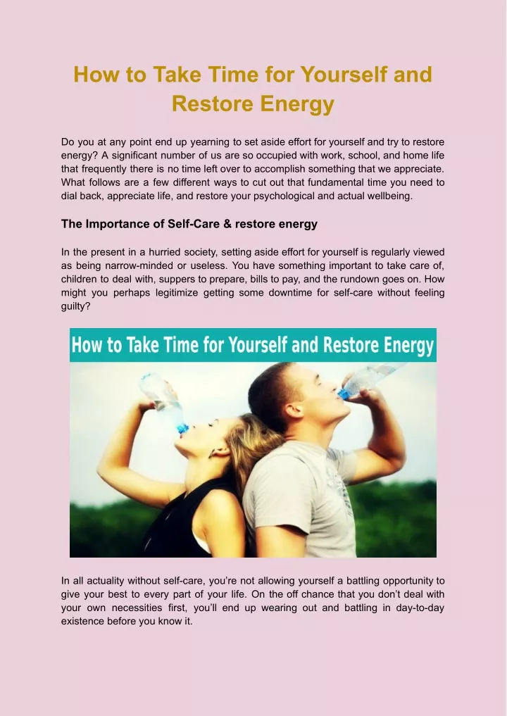 how to take time for yourself and restore energy