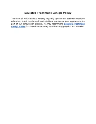 Sculptra Treatment Lehigh Valley