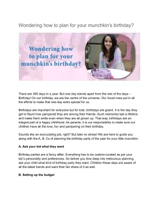 WONDERING HOW TO PLAN FOR YOUR MUNCHKIN'S BIRTHDAY_