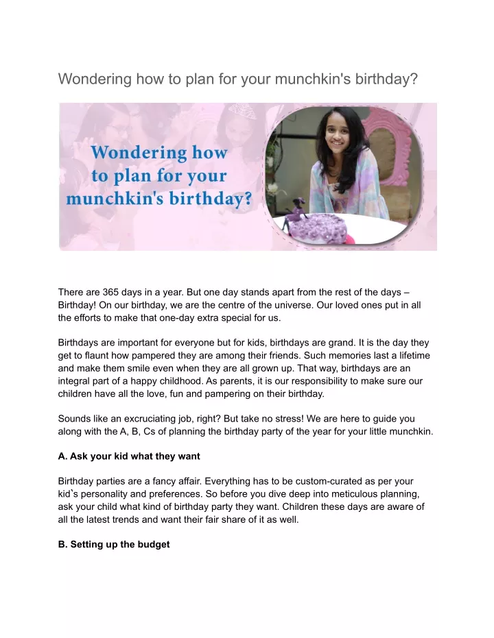 wondering how to plan for your munchkin s birthday